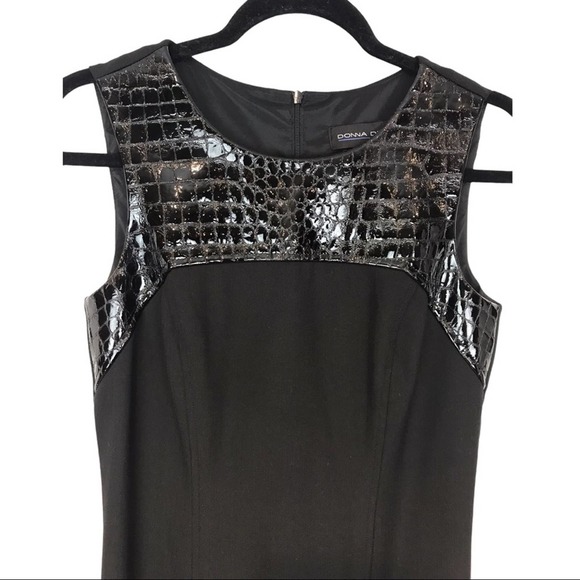 Donna Degnan sheath midi dress leather patch 2 - Picture 3 of 13